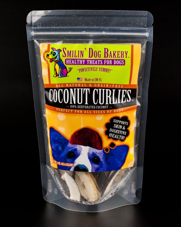 Coconut Curlies - 4oz all natural & grain free dog treats - 100% dehydrated coconut | Smilin' Dog Bakery, LLC.