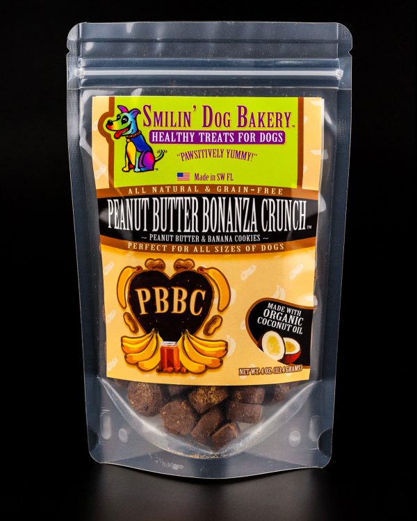 Peanut Butter Bonanza Crunch - 4oz all natural & grain free dog treats - Peanut Butter & Banana Cookies | Smilin' Dog Bakery, LLC.